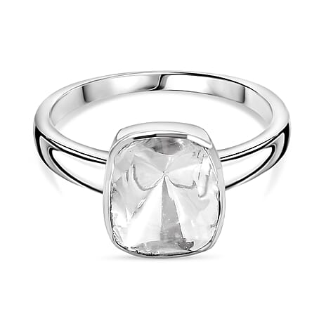 First Time Ever - Luxuriant Polki Diamond Ring in Rhodium Overlay Sterling Silver