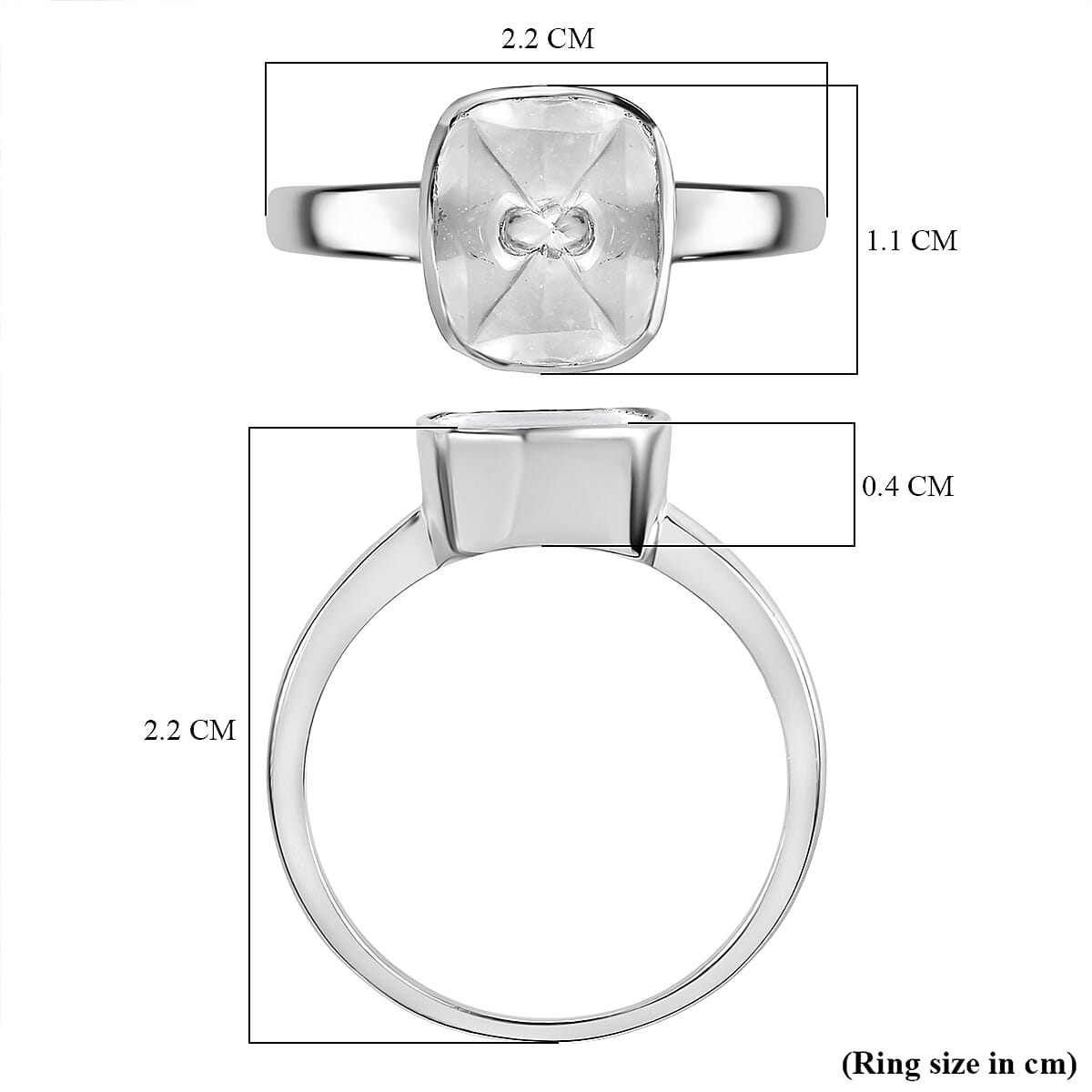 First Time Ever - Luxuriant Polki Diamond Ring in Rhodium Overlay Sterling Silver