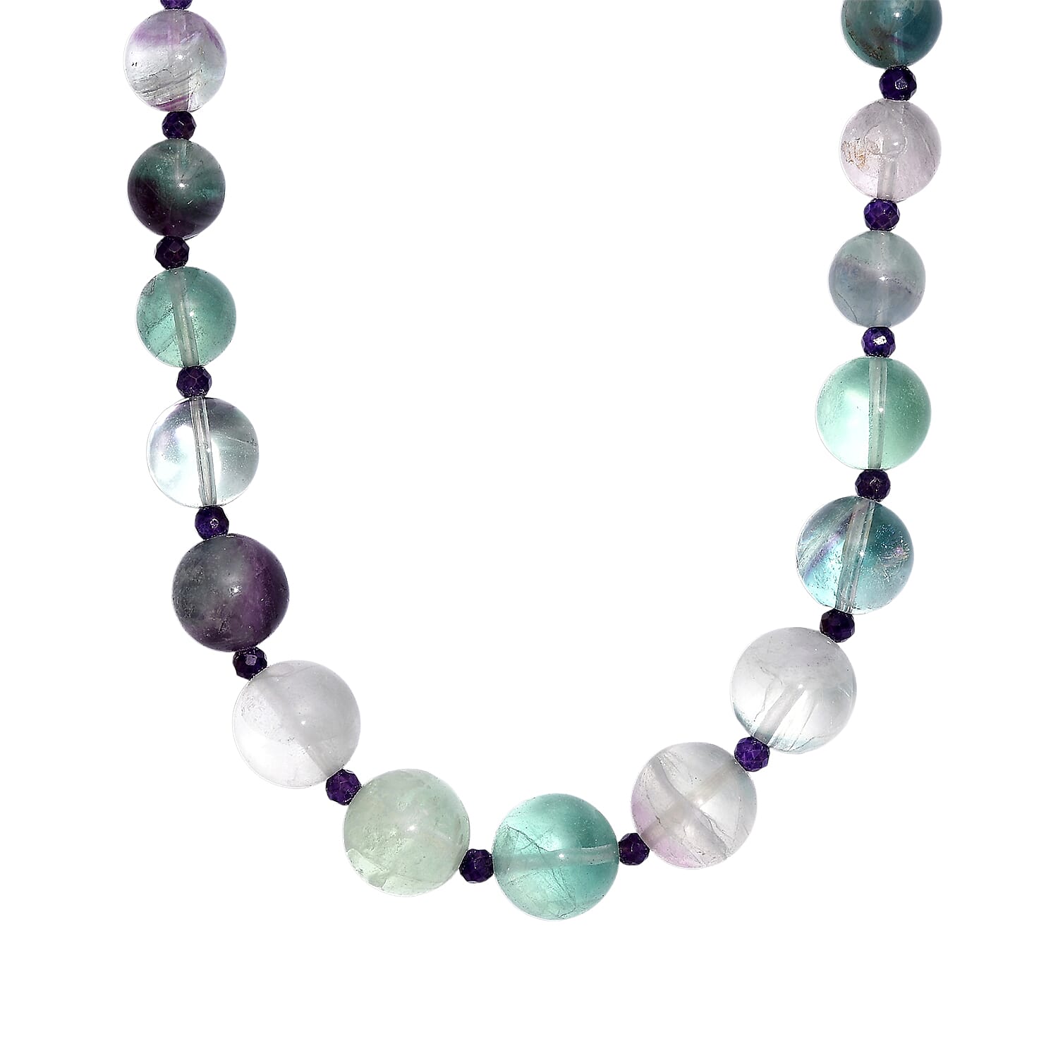 Multi Fluorite & African Amethyst Necklace (Size - 20-1 Ext) with Senorita Clasp (APPROX. 600 Cts)