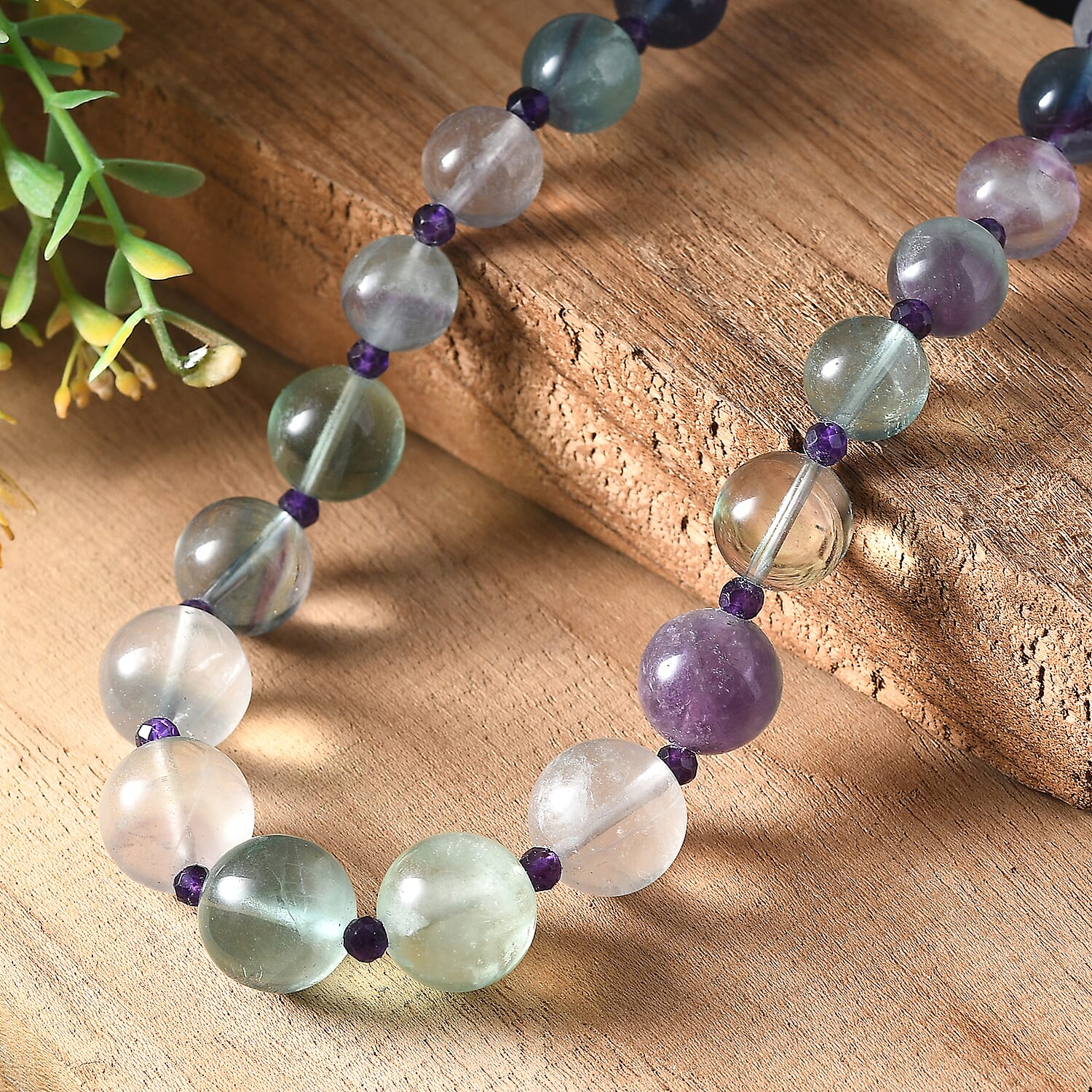 Multi Fluorite & African Amethyst Necklace (Size - 20-1 Ext) with Senorita Clasp (APPROX. 600 Cts)