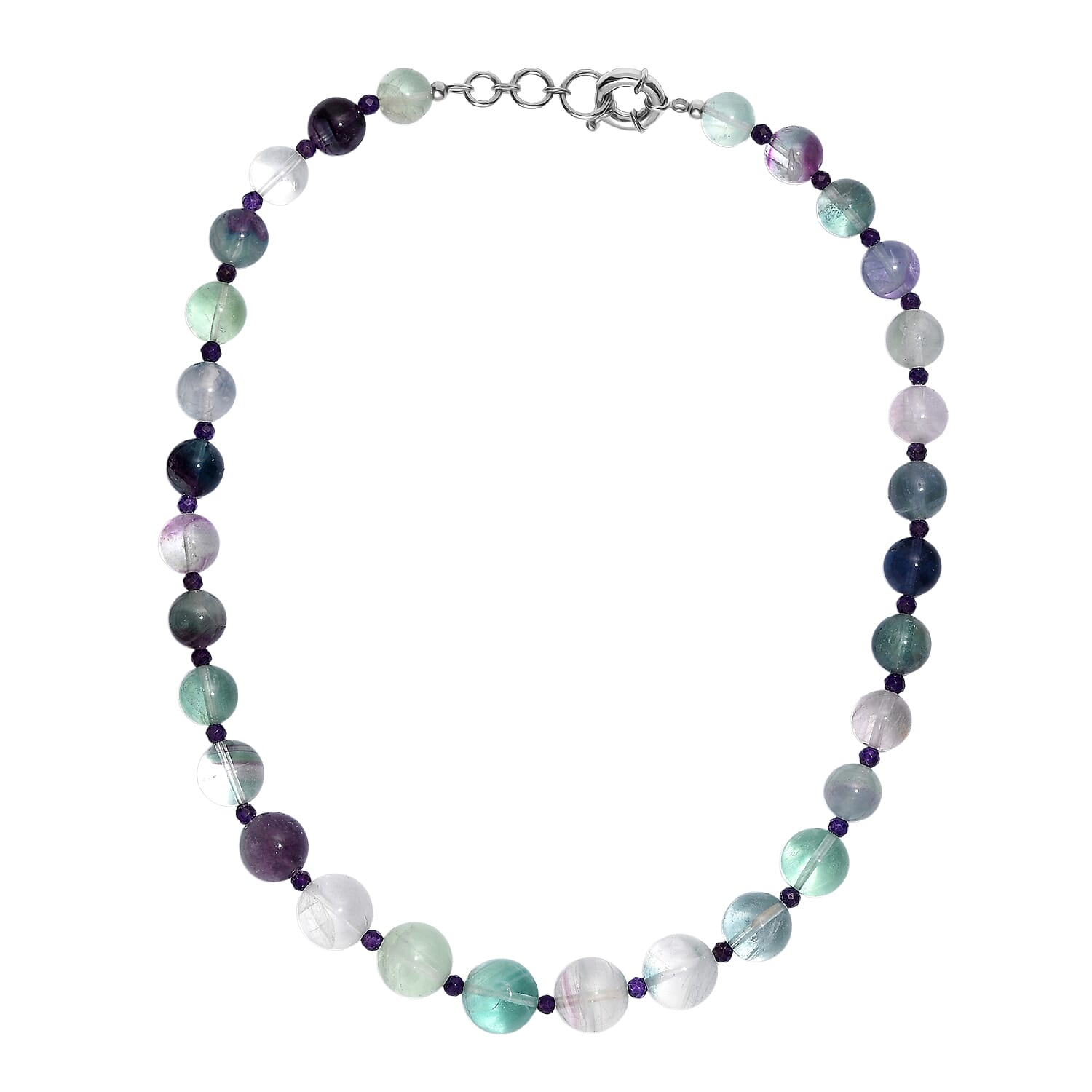 Multi Fluorite & African Amethyst Necklace (Size - 20-1 Ext) with Senorita Clasp (APPROX. 600 Cts)