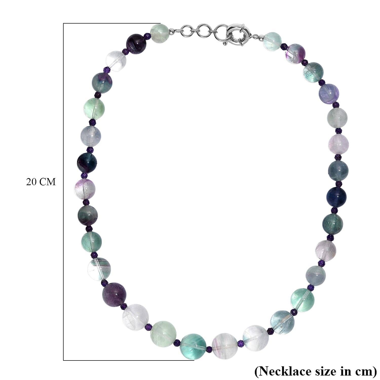 Multi Fluorite & African Amethyst Necklace (Size - 20-1 Ext) with Senorita Clasp (APPROX. 600 Cts)