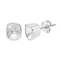 1 Ct. Polki Diamond Solitaire Earrings with Push Back in Rhodium Overlay Sterling Silver