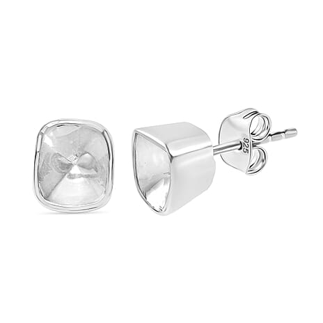 First Time Ever - Luxuriant Polki Diamond Earrings with Push Back in Rhodium Overlay Sterling Silver 1.00 Ct.