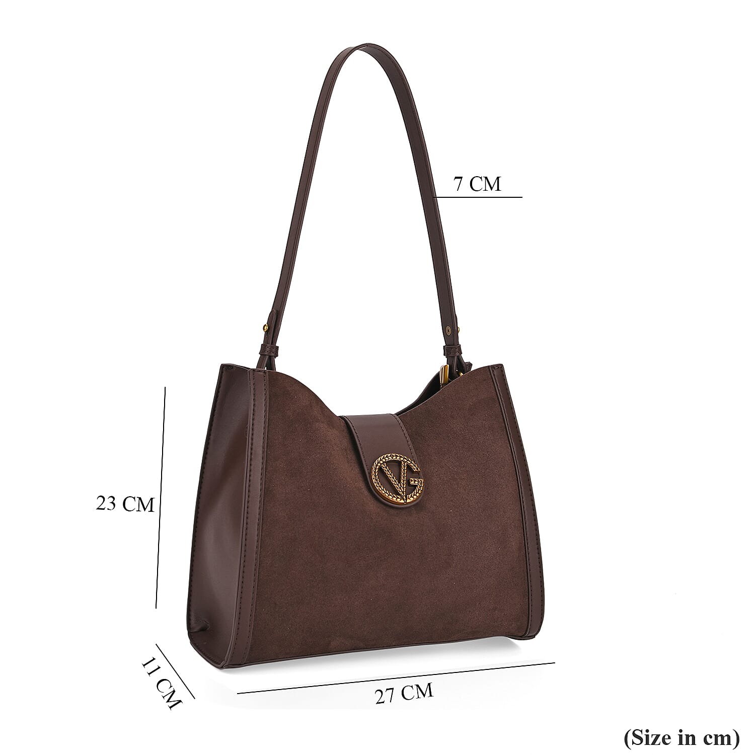 Genuine Leather Shoulder Bag with Interchangeable Dual Straps - Coffee