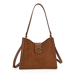 Genuine Leather Shoulder Bag with Interchangeable Dual Straps - Dark Wine