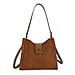 Genuine Leather Shoulder Bag with Interchangeable Dual Straps - Coffee