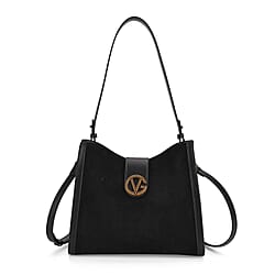 Genuine Leather Shoulder Bag with Interchangeable Dual Straps - Dark Wine