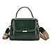 Genuine Leather Top Handle Satchel Bag with Adjustable Long Shoulder Straps - Dark Green