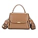 Genuine Leather Top Handle Satchel Bag with Adjustable Long Shoulder Straps - Dark Green