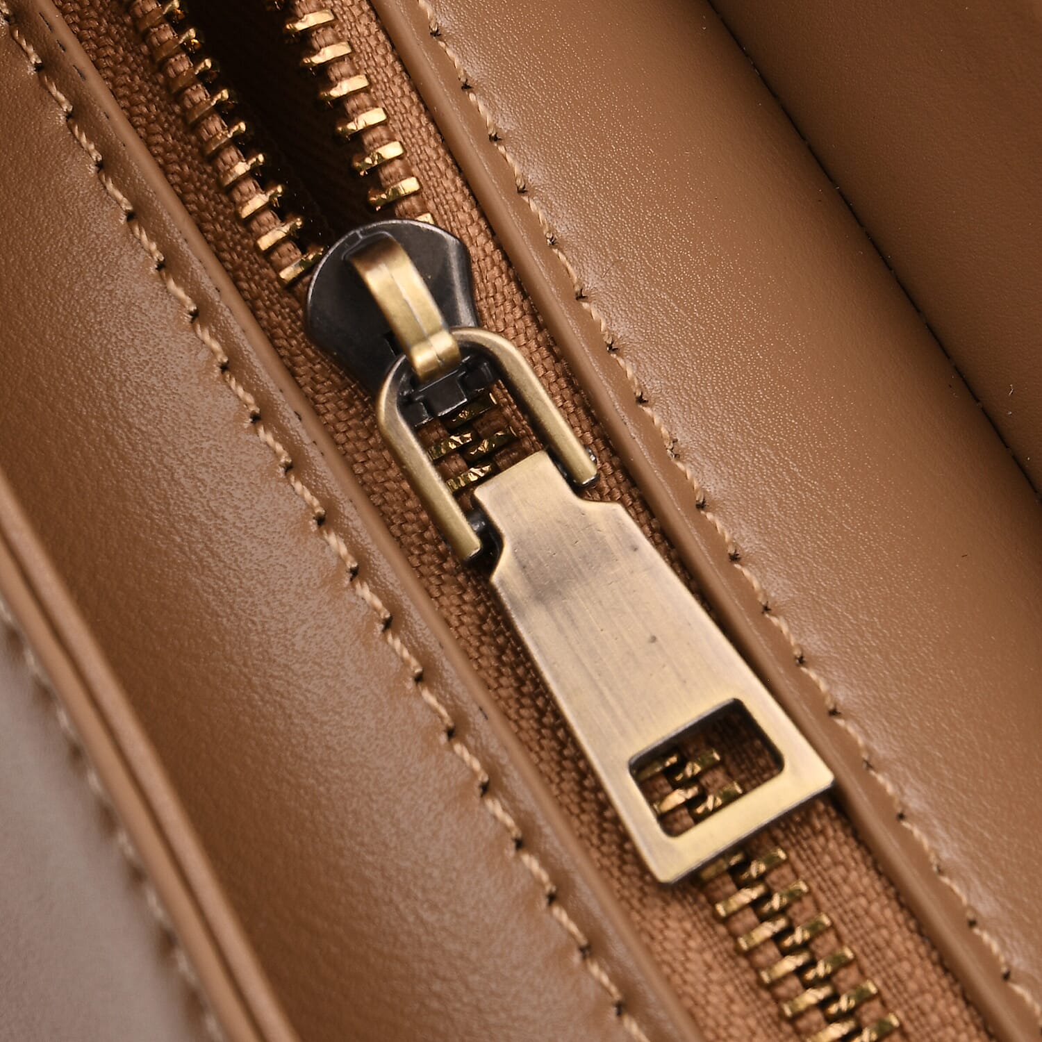 Genuine Leather Top Handle Satchel Bag with Adjustable Long Shoulder Straps - Khaki