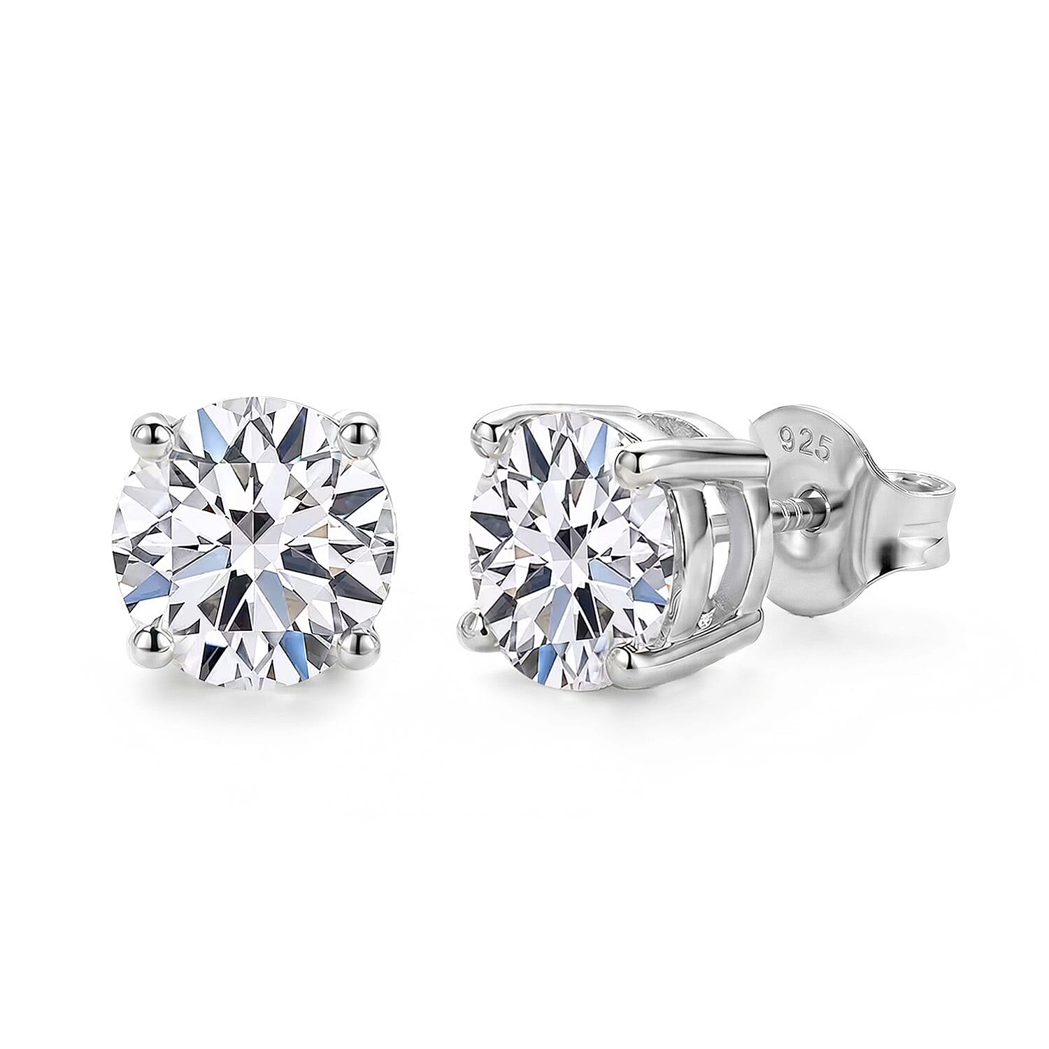 Luxuriant Diamond 2 Ct. Lab Grown Diamond Solitaire Stud Earrings in Platinum Overlay Sterling Silver