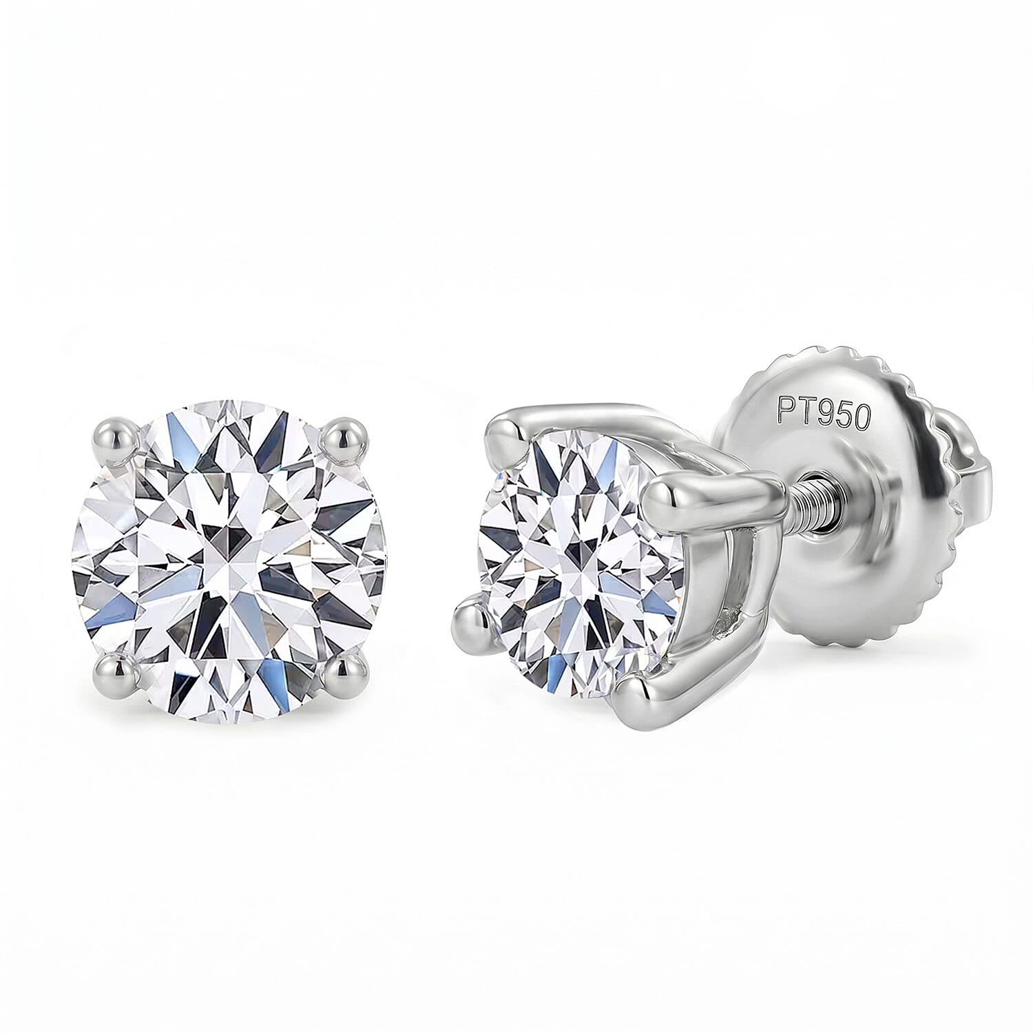 Luxuriant Diamond 1.5 Ct. Lab Grown Diamond Solitaire Stud Earrings in 950 Platinum, SGL Certified