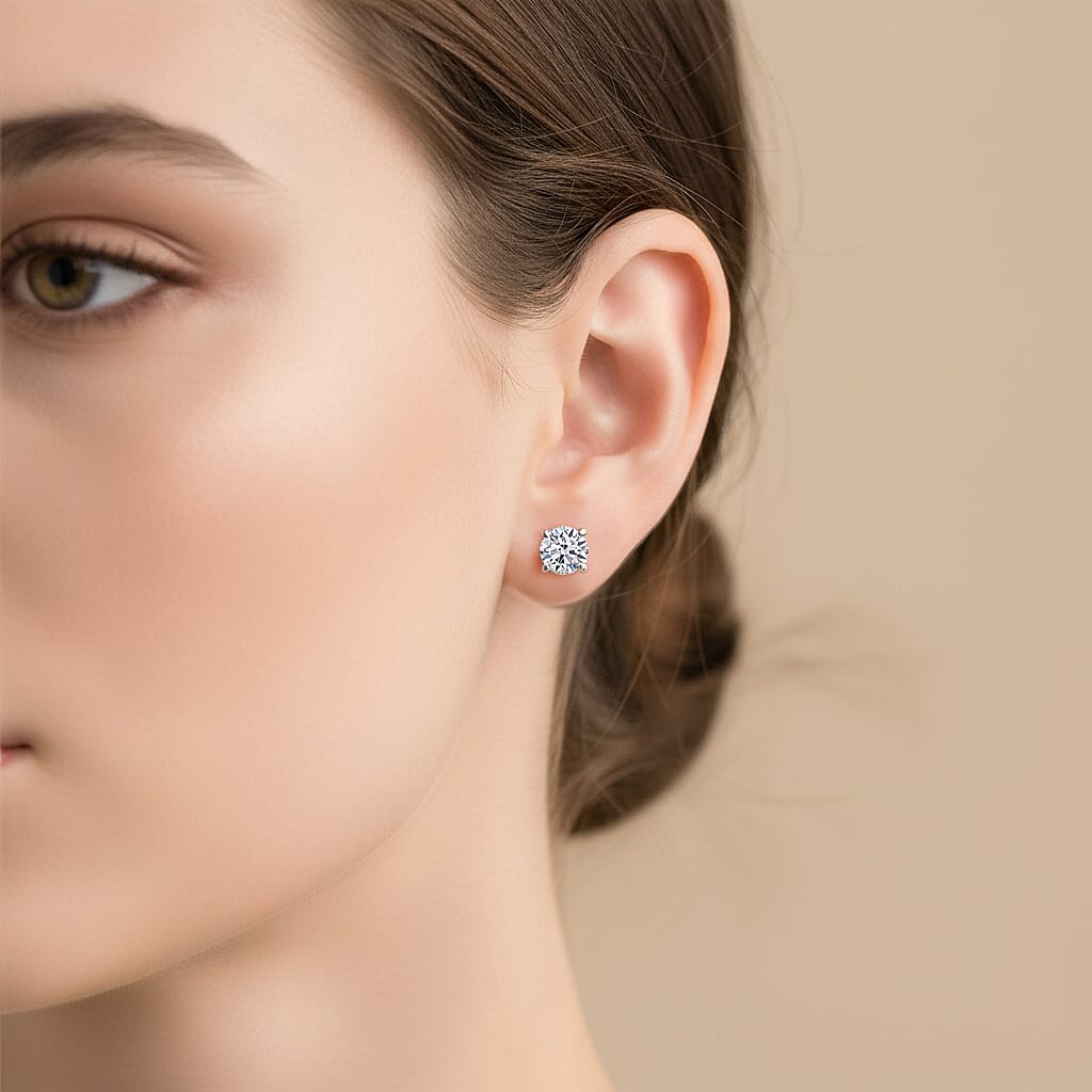 Luxuriant Diamond 4 Ct. Lab Grown Diamond Solitaire Stud Earrings in 950 Platinum, SGL Certified With Screw Back