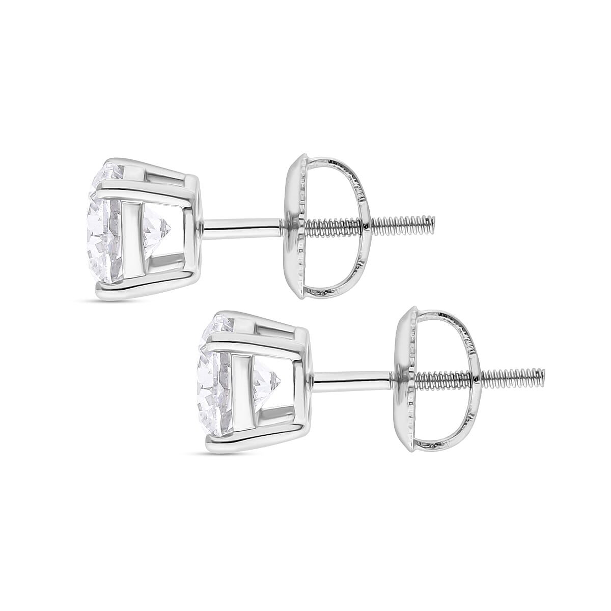 Luxuriant Diamond 4 Ct. Lab Grown Diamond Solitaire Stud Earrings in 950 Platinum, SGL Certified With Screw Back