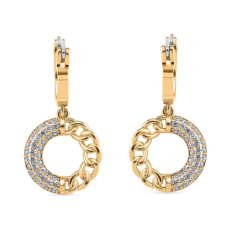 Cloeout Deal - White Cubic Zirconia Curb Earrings With Hoop Clasp Cloeout Deal - White Cubic Zirconia Curb Earrings With Hoop Clasp