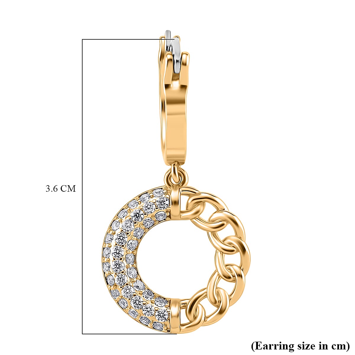 Cloeout Deal - White Cubic Zirconia Curb Earrings With Hoop Clasp