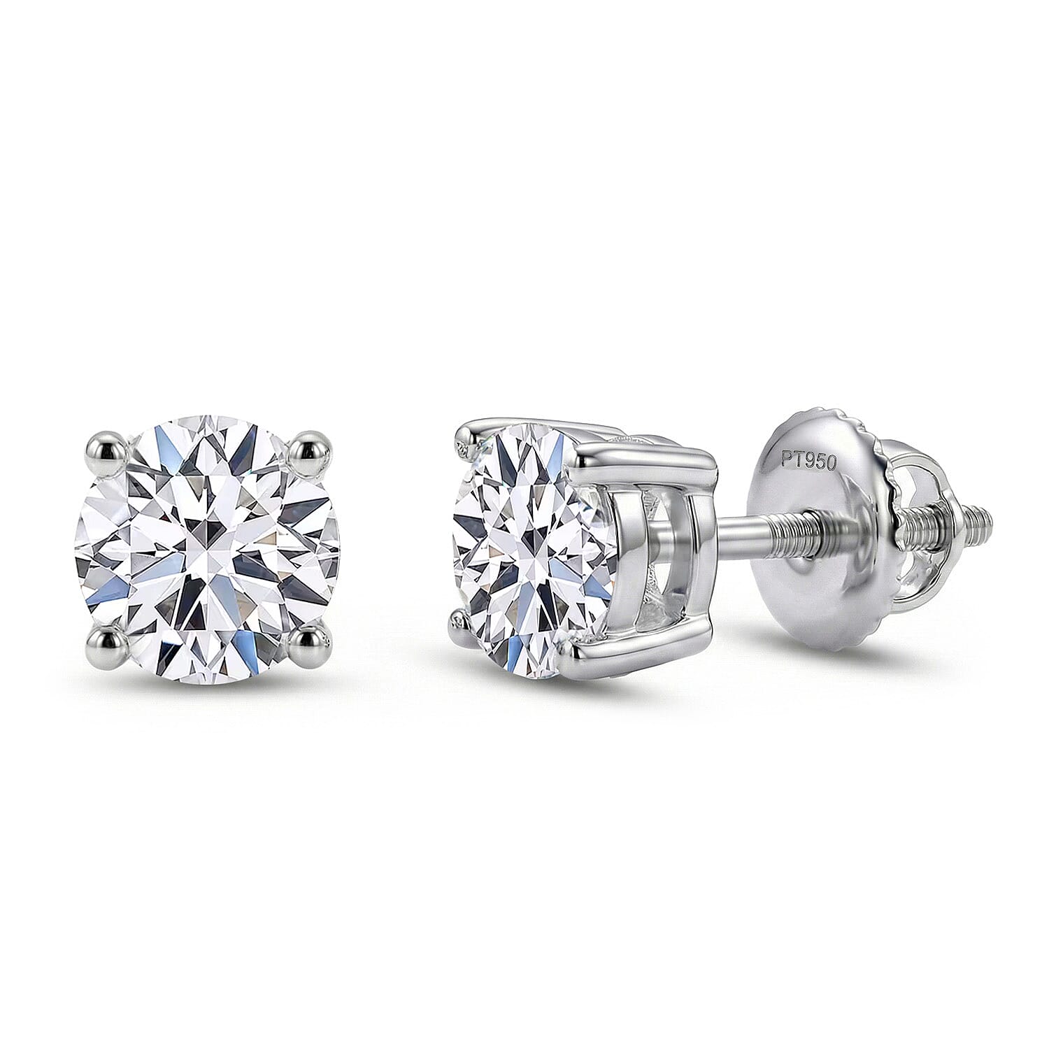 Luxuriant Diamond 1.5 Ct. Lab Grown Diamond Solitaire Stud Earrings in 14K White Gold, SGL Certified