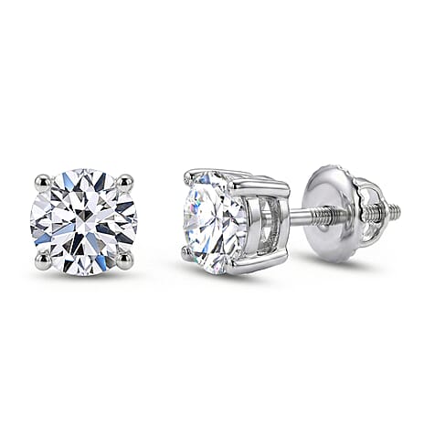 Luxuriant Diamond 1.5 Ct. Lab Grown Diamond Solitaire Stud Earrings in 14K White Gold, SGL Certified