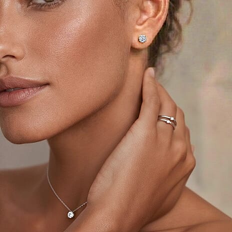 Luxuriant Diamond 1.5 Ct. Lab Grown Diamond Solitaire Stud Earrings in 14K White Gold, SGL Certified