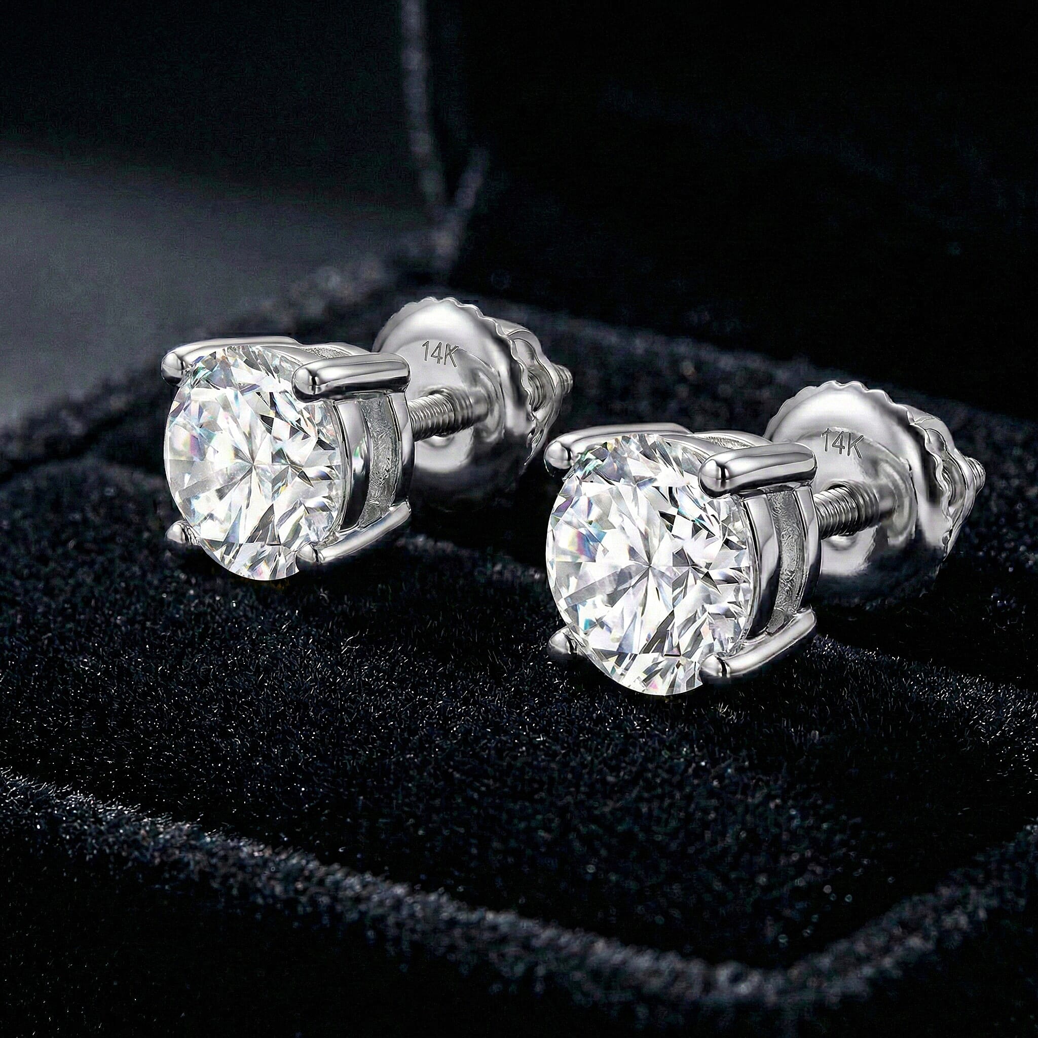 Luxuriant Diamond 1.5 Ct. Lab Grown Diamond Solitaire Stud Earrings in 14K White Gold, SGL Certified