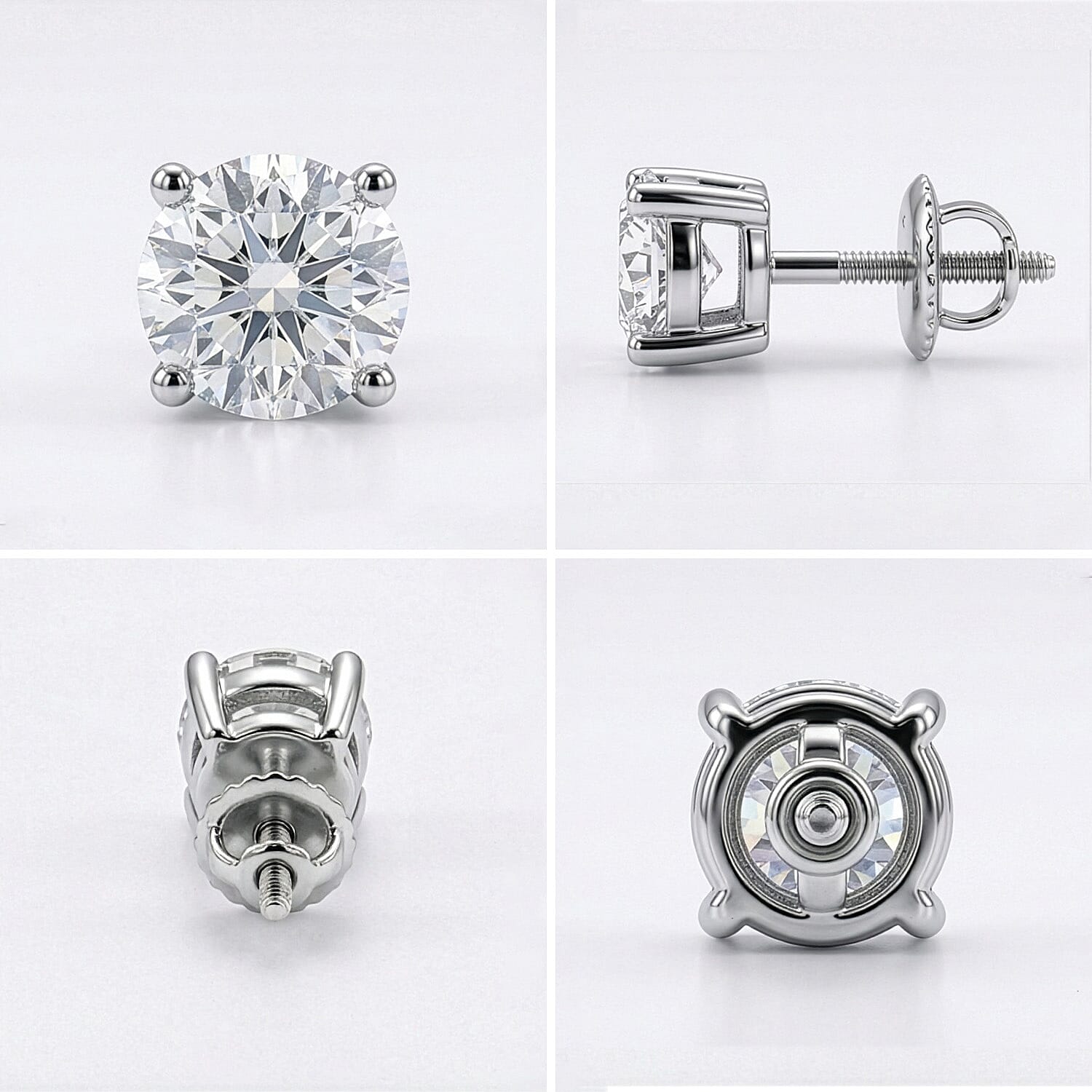 Luxuriant Diamond 1.5 Ct. Lab Grown Diamond Solitaire Stud Earrings in 14K White Gold, SGL Certified