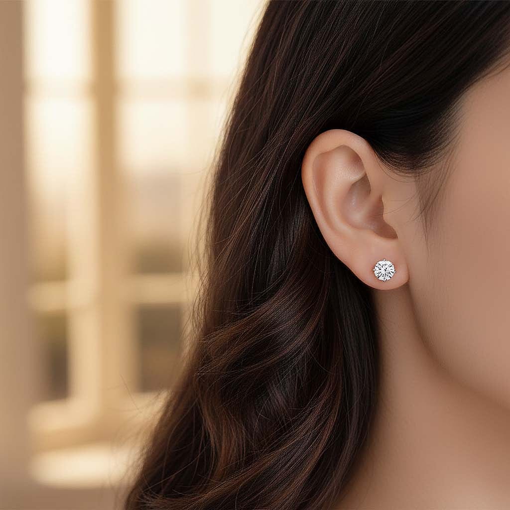 Luxuriant Diamond 1.5 Ct. Lab Grown Diamond Solitaire Stud Earrings in 14K White Gold, SGL Certified