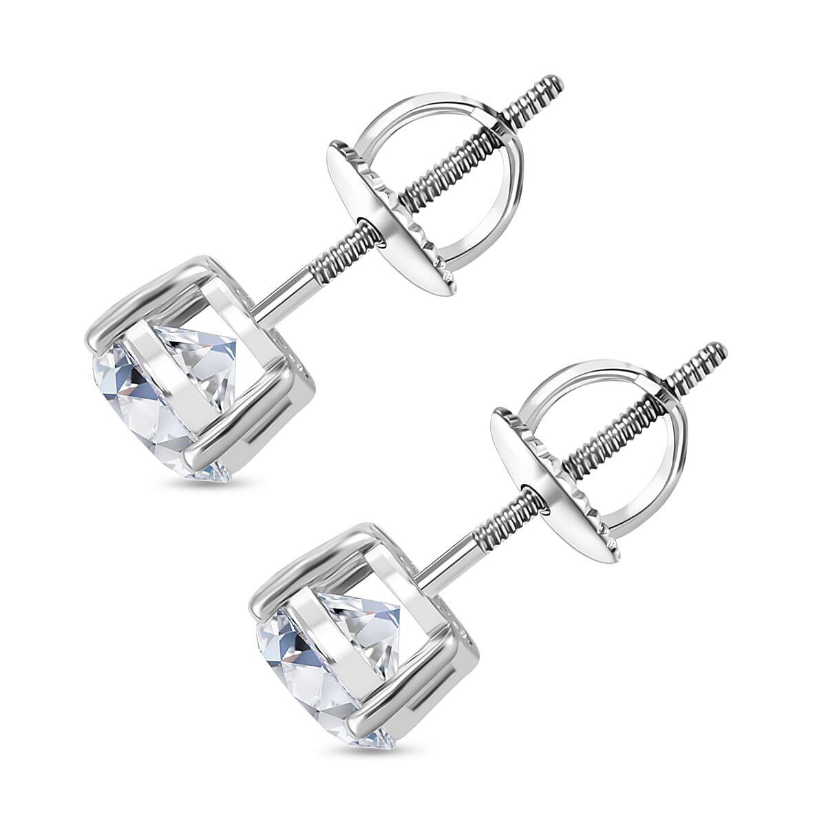 Luxuriant Diamond 1.5 Ct. Lab Grown Diamond Solitaire Stud Earrings in 14K White Gold, SGL Certified