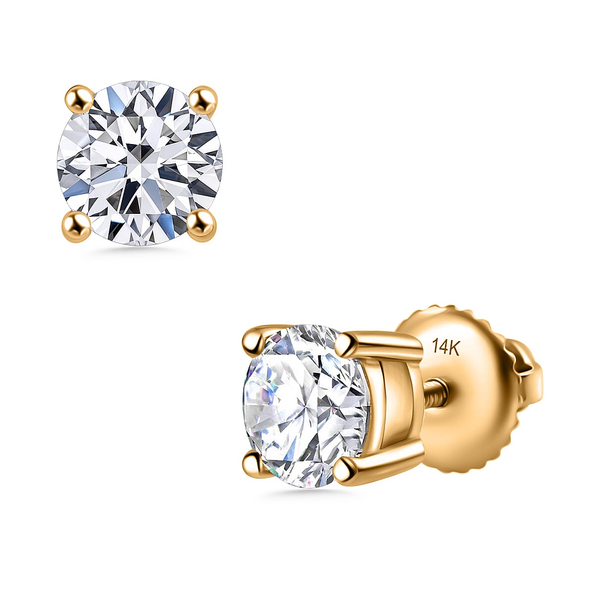 Luxuriant Diamond 1.5 Ct. Lab Grown Diamond Solitaire Earrings in 14K Gold, SGL Certified