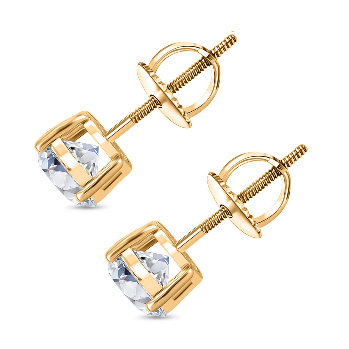 Luxuriant Diamond 1.5 Ct. Lab Grown Diamond Solitaire Earrings in 14K Gold, SGL Certified