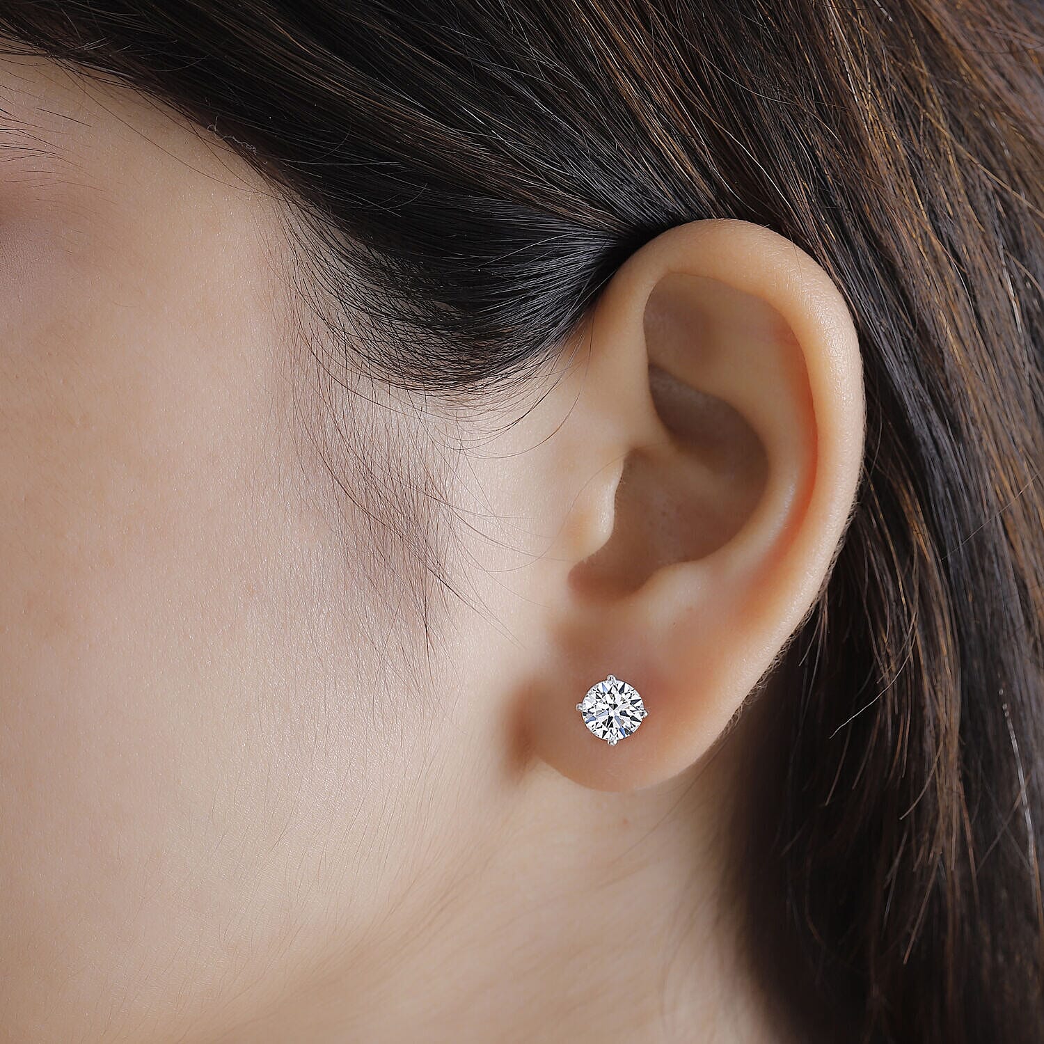 Luxuriant Diamond 2 Ct. Lab Grown Diamond Solitaire Stud Earrings in 14K White Gold, SGL Certified