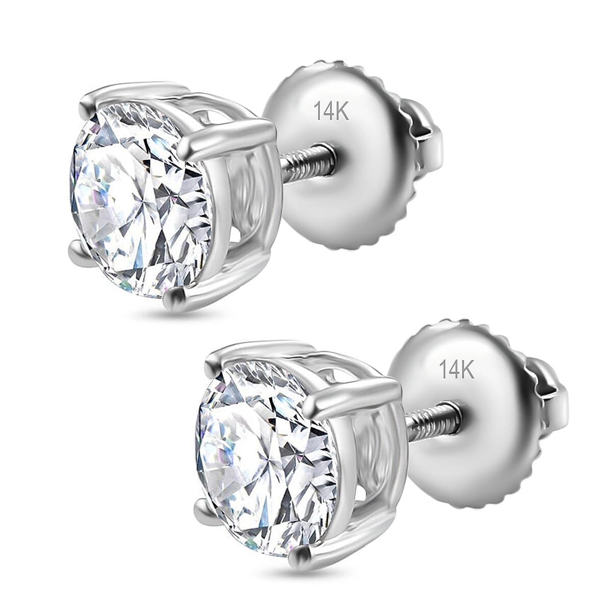 Luxuriant Diamond 2 Ct. Lab Grown Diamond Solitaire Stud Earrings in 14K White Gold, SGL Certified