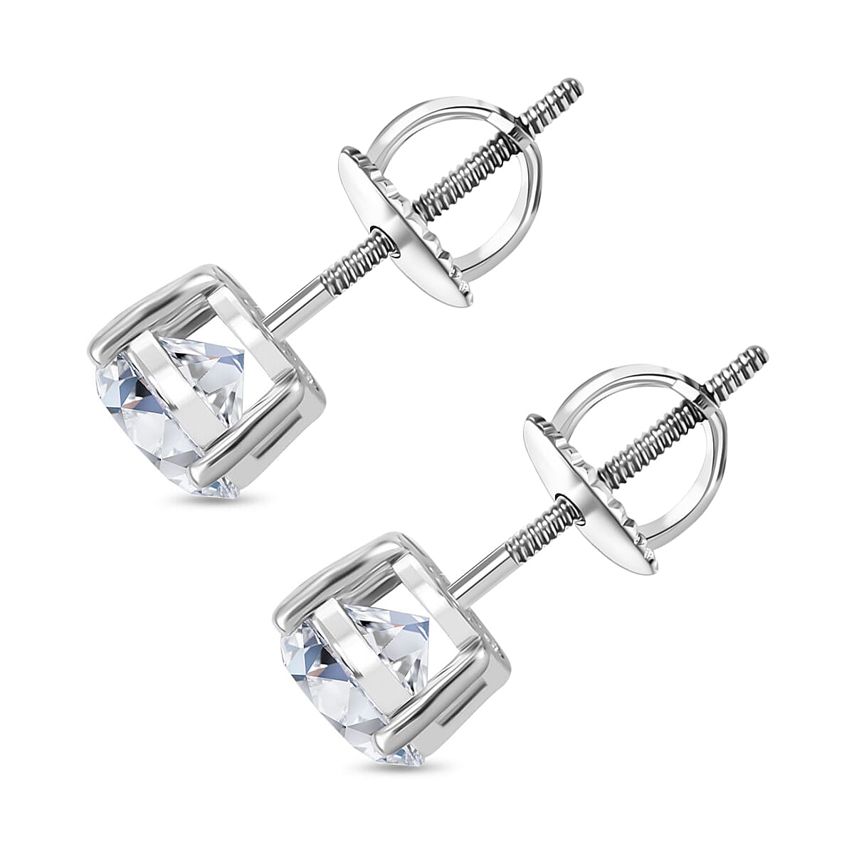 Luxuriant Diamond 2 Ct. Lab Grown Diamond Solitaire Stud Earrings in 14K White Gold, SGL Certified