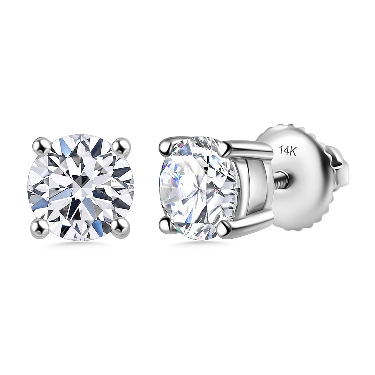 Luxuriant Diamond 3 Ct. Lab Grown Diamond Solitaire Stud Earrings in 14K White Gold, SGL Certified