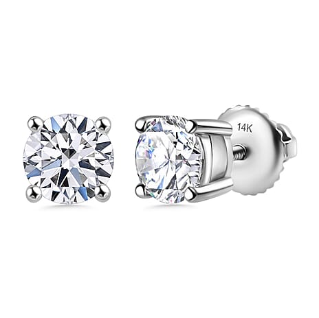 Luxuriant Diamond 3 Ct. Lab Grown Diamond Solitaire Stud Earrings in 14K White Gold, SGL Certified
