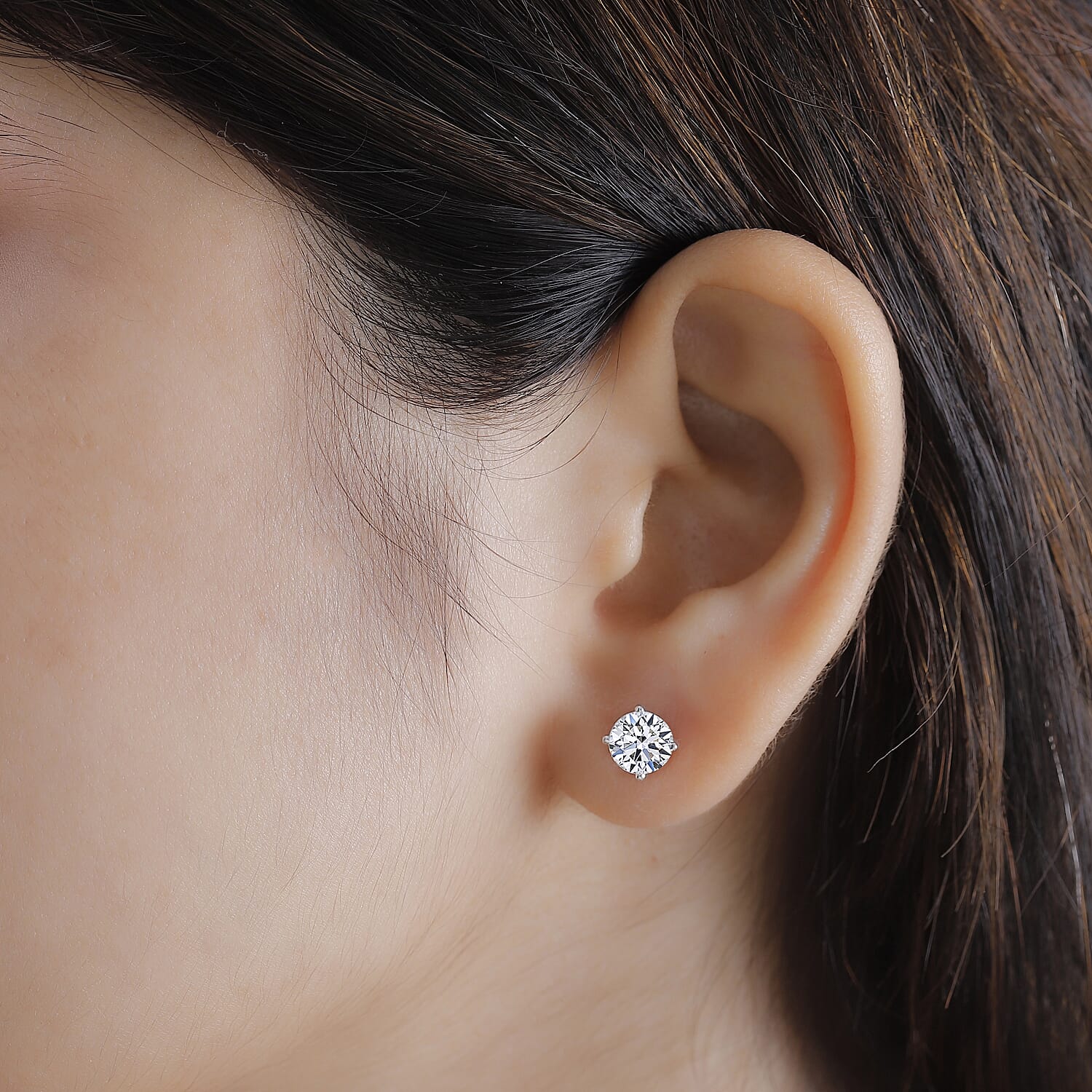 Luxuriant Diamond 3 Ct. Lab Grown Diamond Solitaire Stud Earrings in 14K White Gold, SGL Certified