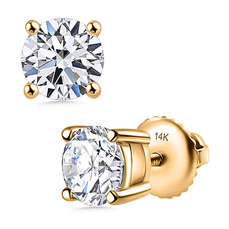 Luxuriant Diamond 3 Ct. Lab Grown Diamond Solitaire Earrings in 14K Gold, SGL Certified