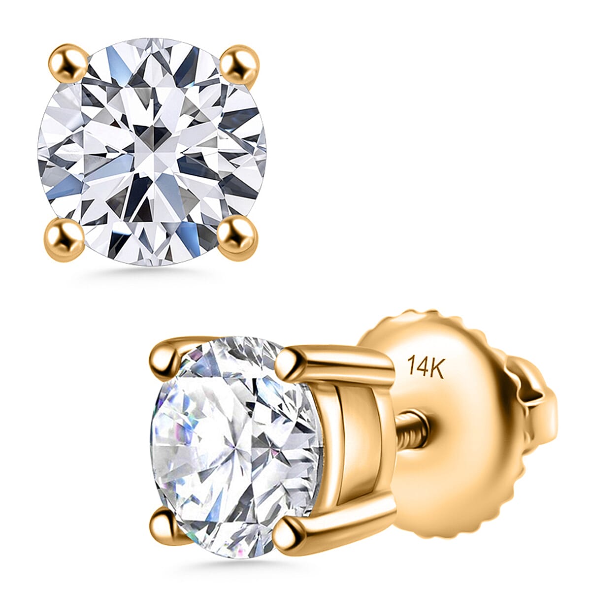 Luxuriant Diamond 4 Ct. Lab Grown Diamond Solitaire Earrings in 14K Gold, SGL Certified