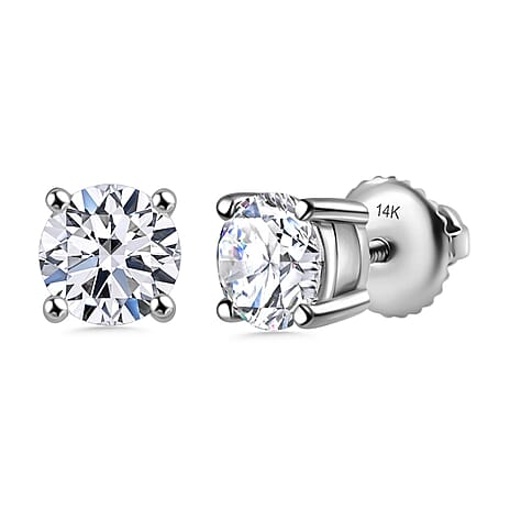 Luxuriant Diamond 4 Ct. Lab Grown Diamond Solitaire Stud Earrings in 14K White Gold, SGL Certified