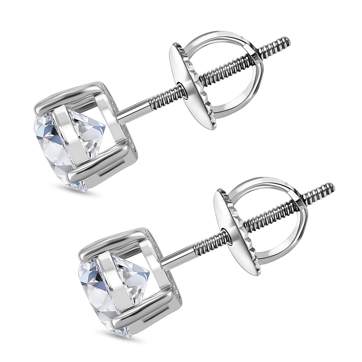 Luxuriant Diamond 4 Ct. Lab Grown Diamond Solitaire Stud Earrings in 14K White Gold, SGL Certified