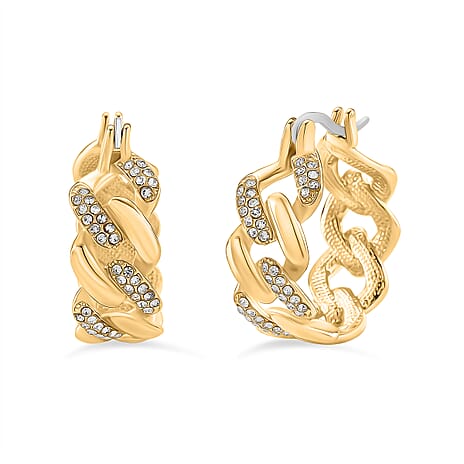 Closeout Deal Austrian White Crystal Curb Earrings with Clasp