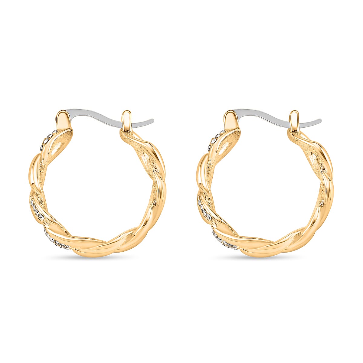 Closeout Deal Austrian White Crystal Curb Earrings with Clasp