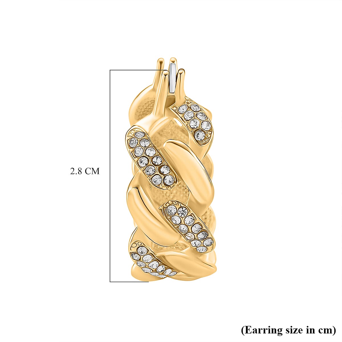 Closeout Deal Austrian White Crystal Curb Earrings with Clasp