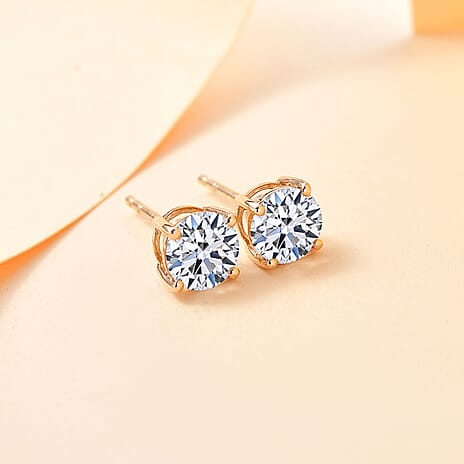 Luxuriant Diamond 2 Ct. Lab Grown Diamond Solitaire Earrings in 14K Gold, SGL Certified