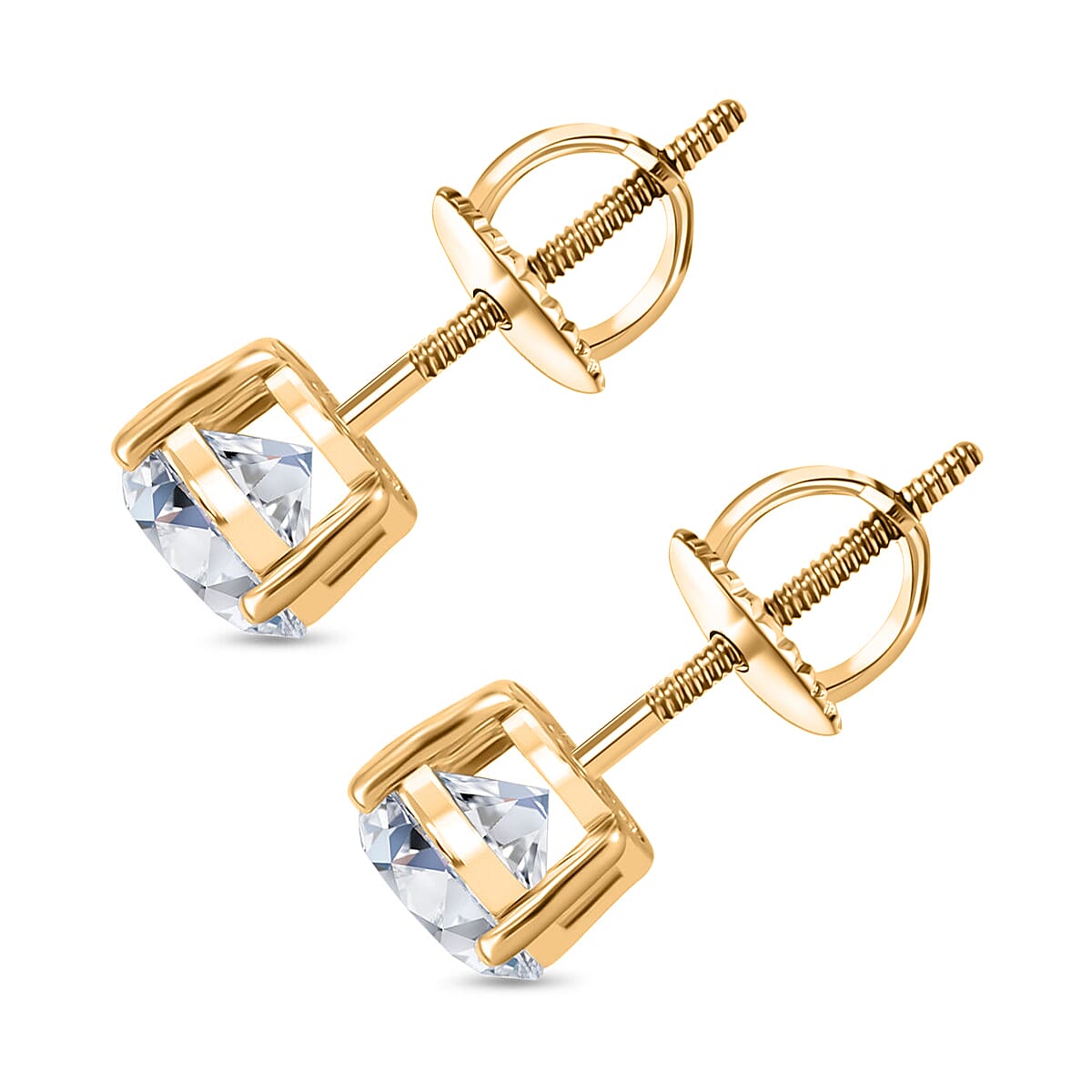 Luxuriant Diamond 2 Ct. Lab Grown Diamond Solitaire Earrings in 14K Gold, SGL Certified Luxuriant Diamond 2 Ct. Lab Grown Diamond Solitaire Earrings in 14K Gold, SGL Certified