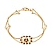 GP Italian Garden Collection - Red Garnet, White Zircon Adjustable Chain Ladybug Motif Bracelet (Size - 8) with Lobster Clasp in 18K Vermeil Yellow Gold Plated Sterling Silver 1.22 Ct.