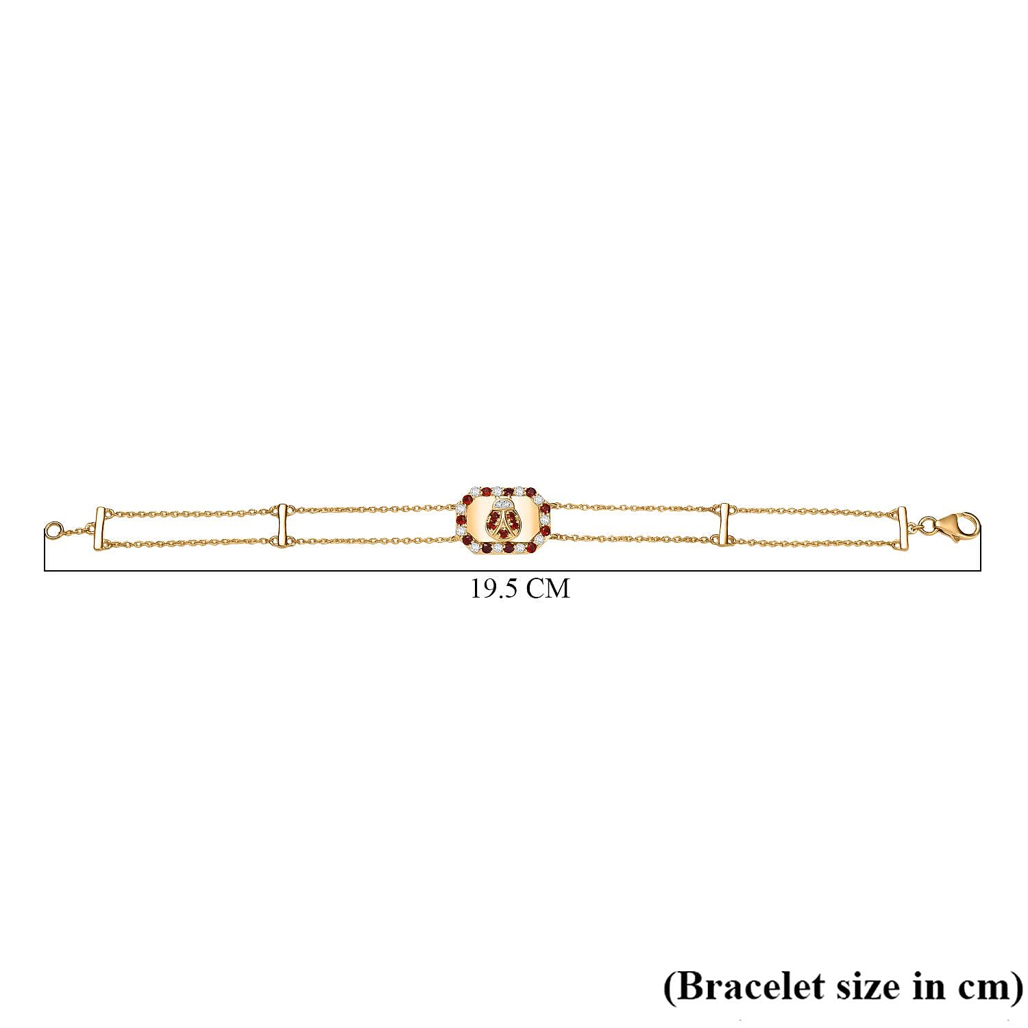 GP Italian Garden Collection - White Zircon, Blue Sapphire Adjustable Chain Ladybug Motif Bracelet (Size - 8) with Lobster Clasp in 18K Vermeil Yellow Gold Plated Sterling Silver 1.22 Ct. GP Italian Garden Collection - White Zircon, Blue Sapphire Adjustable Chain Ladybug Motif Bracelet (Size - 8) with Lobster Clasp in 18K Vermeil Yellow Gold Plated Sterling Silver 1.22 Ct.