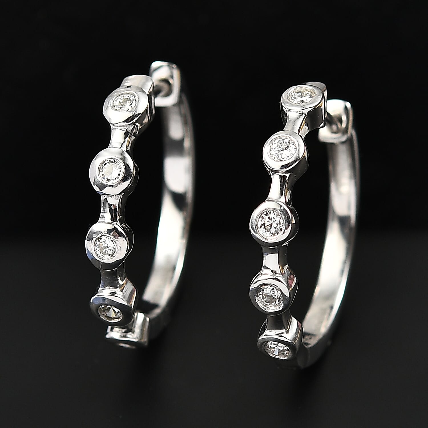 Luxuriant Diamond Lab Grown Diamond (SI-GH) Full Hoop Earring in Rhodium Overlay Sterling Silver 0.32 Ct. Luxuriant Diamond Lab Grown Diamond (SI-GH) Full Hoop Earring in Rhodium Overlay Sterling Silver 0.32 Ct.