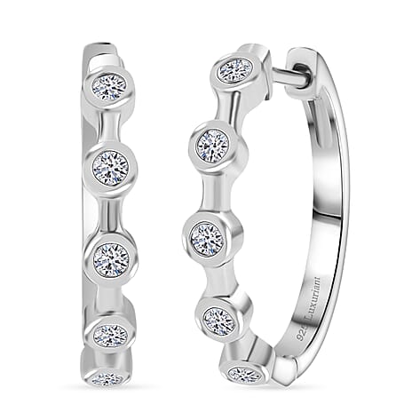 Luxuriant Lab Grown Diamond (SI-GH) Full Hoop Earring in Rhodium Overlay Sterling Silver 0.32 Ct.