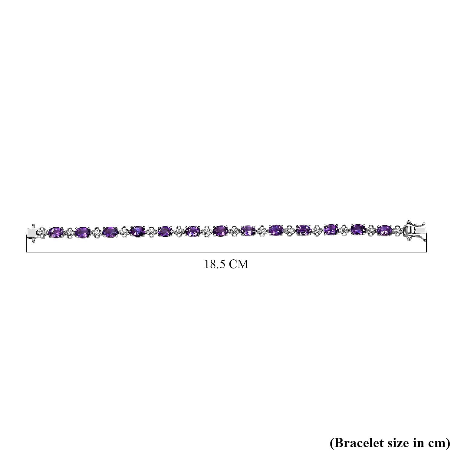 Moroccan Amethyst, White Zircon Linking Bracelet in Rhodium Overlay Sterling Silver Moroccan Amethyst, White Zircon Linking Bracelet in Rhodium Overlay Sterling Silver